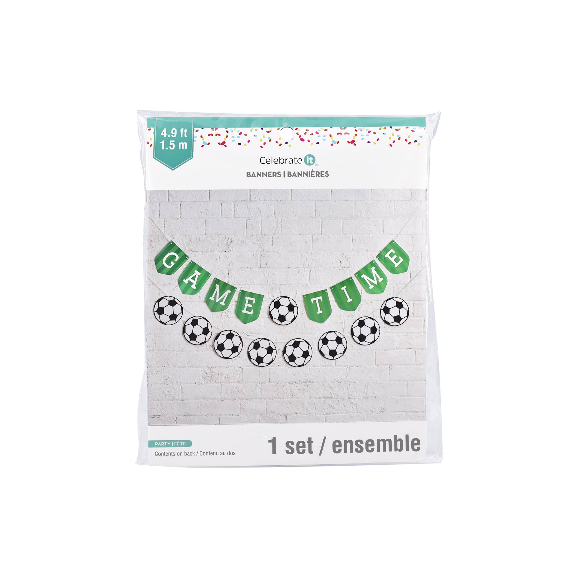 5ft. Green, Black & White Game Time Soccer Banner Set by Celebrate It™